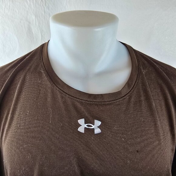 Under Armour T Shirt Mens Size 2XL Brown HeatGear Loose Fit Performance Logo - Picture 2 of 7
